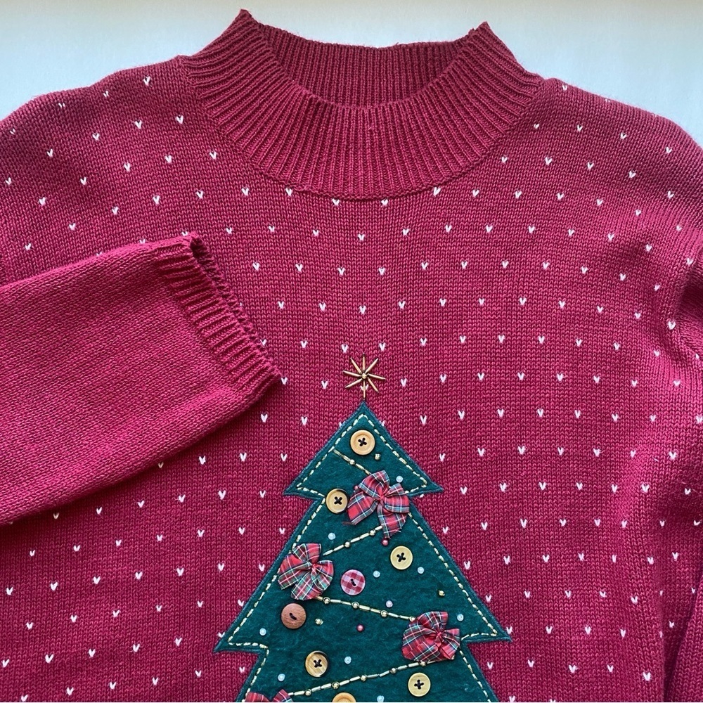 KAREN SCOTT Hand Embroidered Sweater Christmas Holiday Ugly Cotton Blend Size L